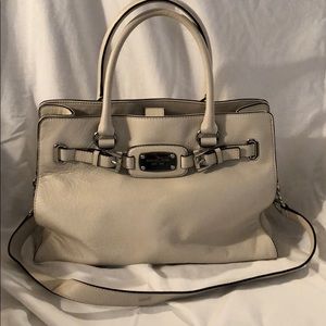 Michael Kors white leather handbag.